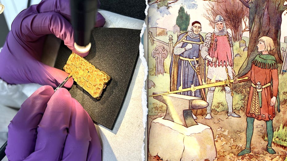 Real-life Excalibur? Man on a hike uncovers gold sword relic hidden under tree Education VIC